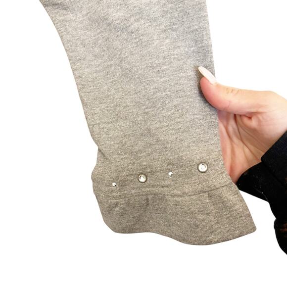 Quacker Factory Gray Gem Zipper Full Zip Sweater Sz M - Picture 4 of 6